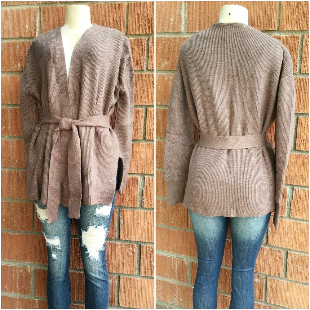 CURRENT AIR Anthro Cozy Chic Taupe Wrap Cardigan - Picture 4 of 9